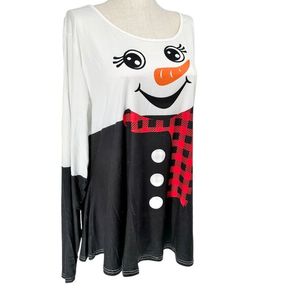 Snowman Tunic Top Womens US Size 22 (marked 5XL) LS Christmas Winter - Picture 2 of 8